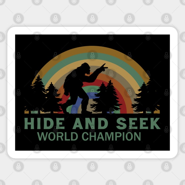 Retro Bigfoot Hide & Seek World Champion Sticker by Scaryzz